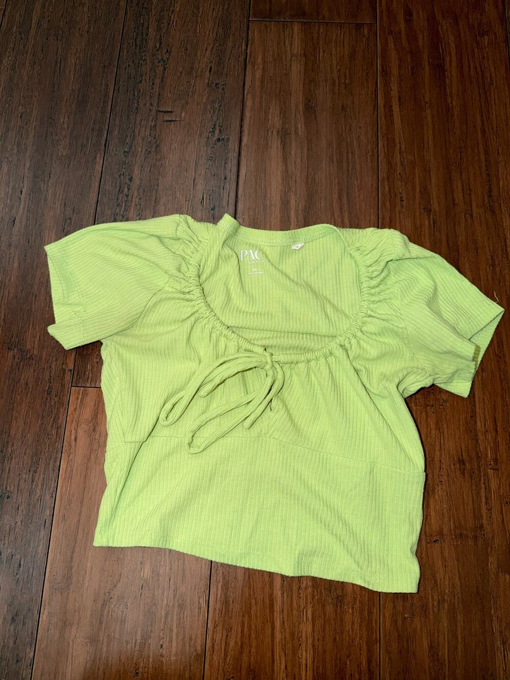 PacSun Green Ruched Tie-Front Crop Top XS